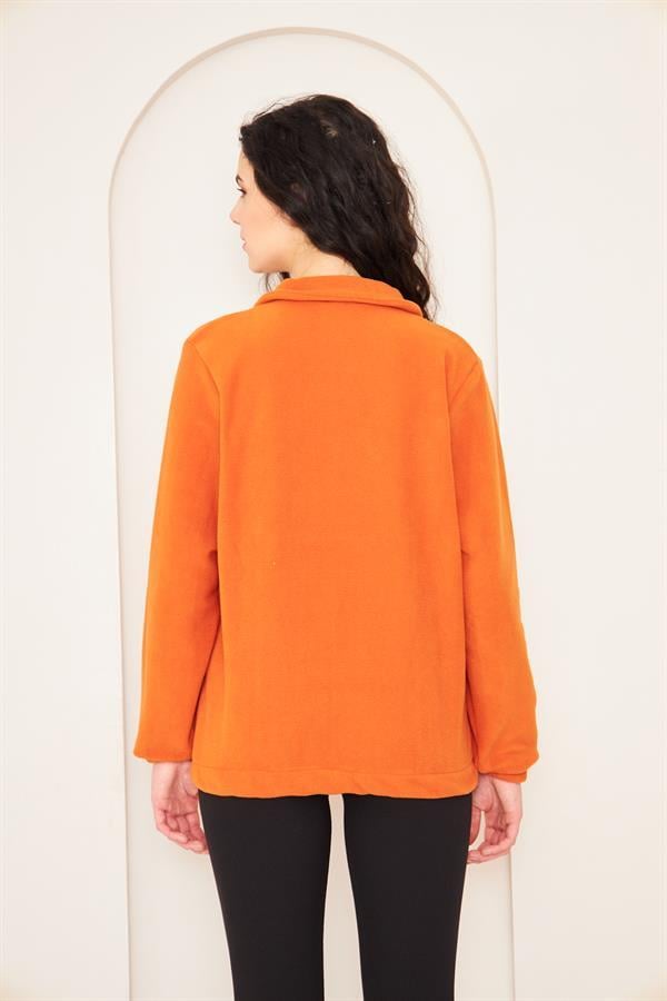Camenta Turuncu Kadın Kangru Cepli Polar Sweatshirt