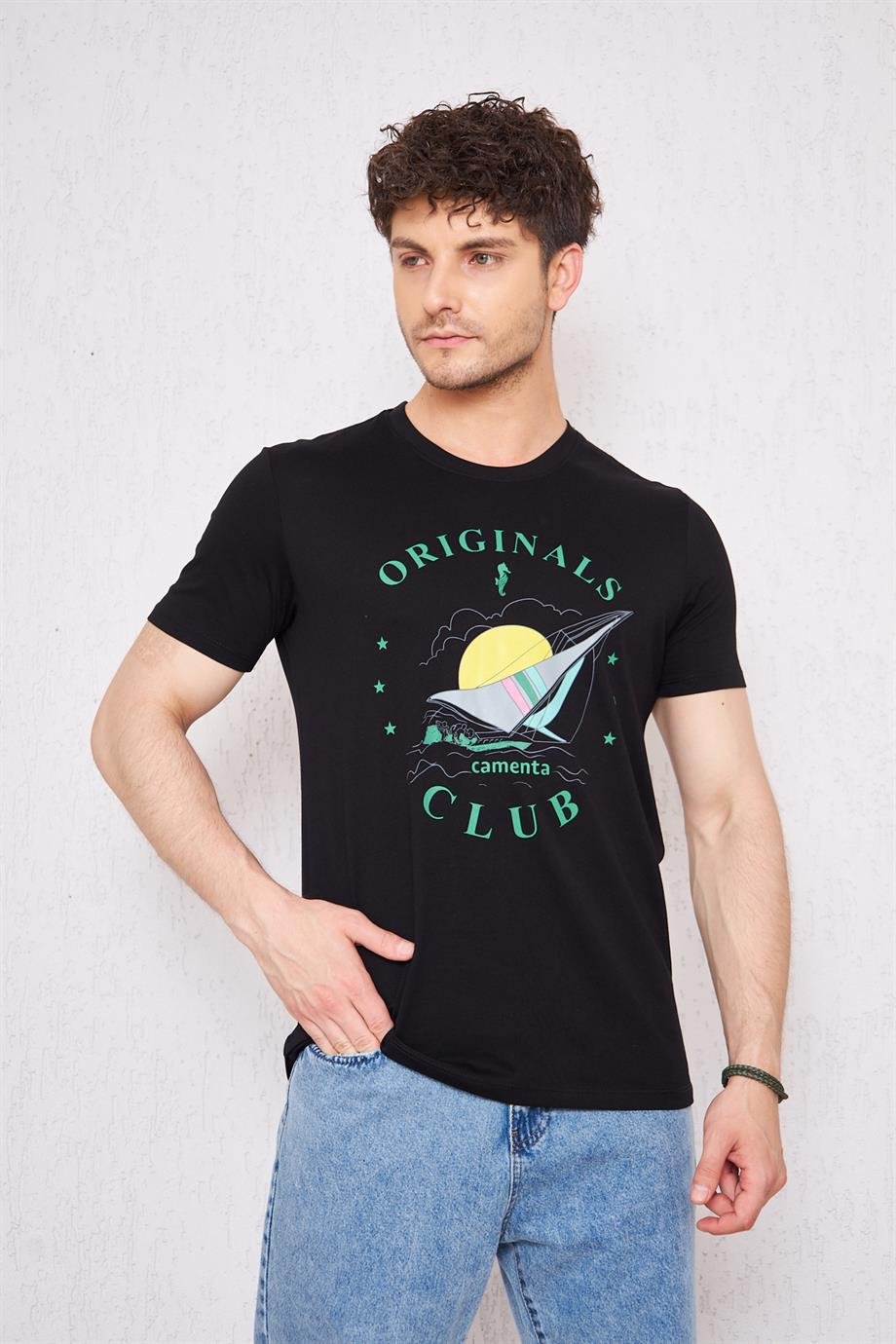 Camenta Yelken Baskılı Regular Fit Bisiklet Yaka Erkek T-shirt