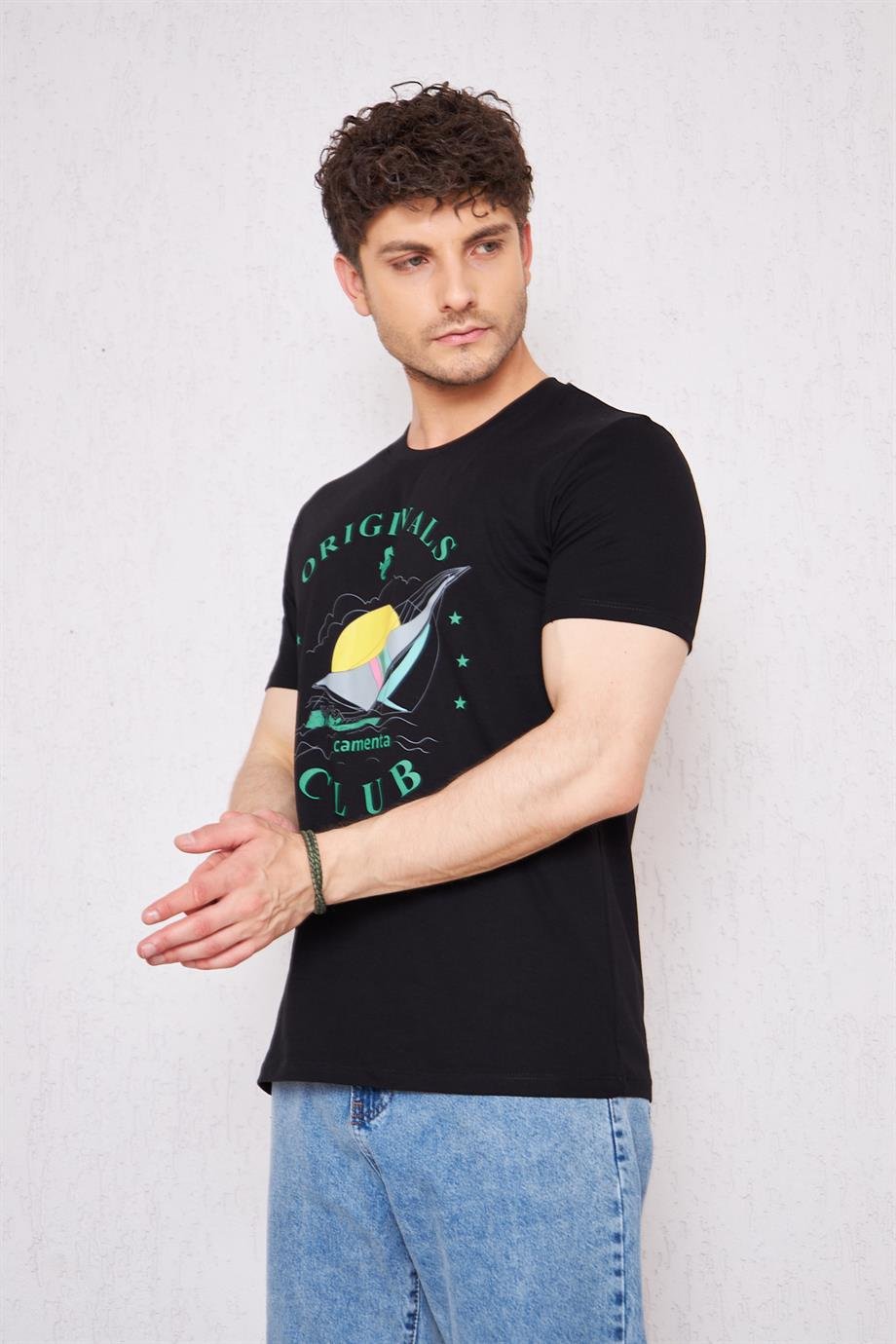 Camenta Yelken Baskılı Regular Fit Bisiklet Yaka Erkek T-shirt