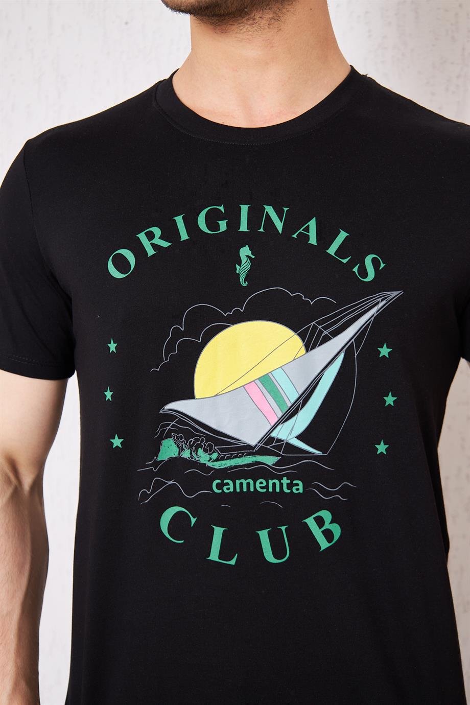 Camenta Yelken Baskılı Regular Fit Bisiklet Yaka Erkek T-shirt