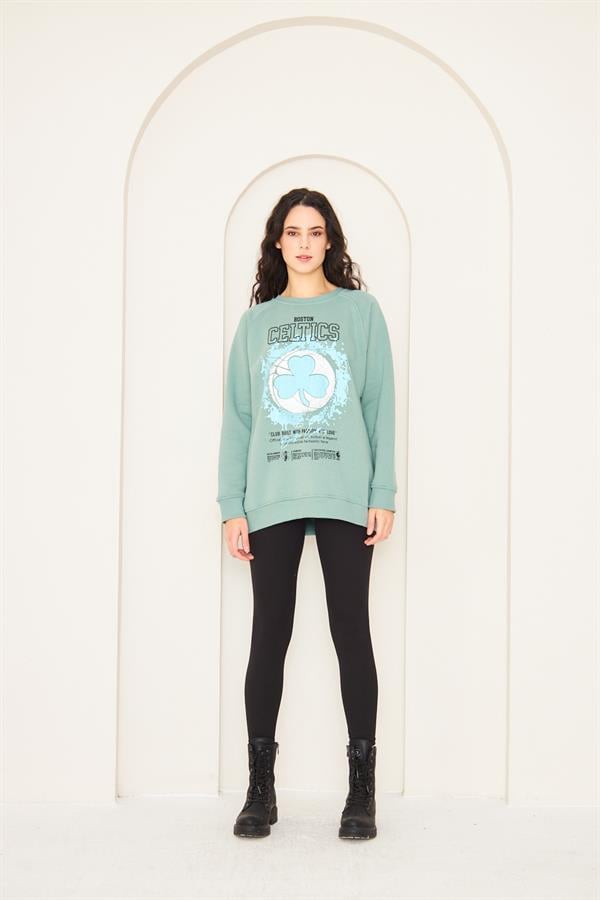 Camenta Yeşil Oversize Baskılı Kadın Sweatshirt
