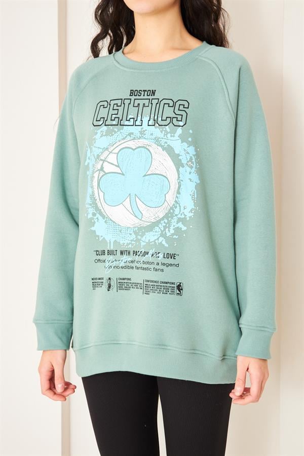 Camenta Yeşil Oversize Baskılı Kadın Sweatshirt