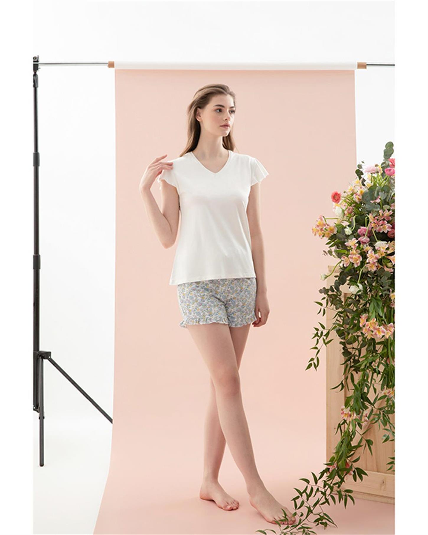 10035426001English Home Spring Flower Pijama Takımı S Mavi