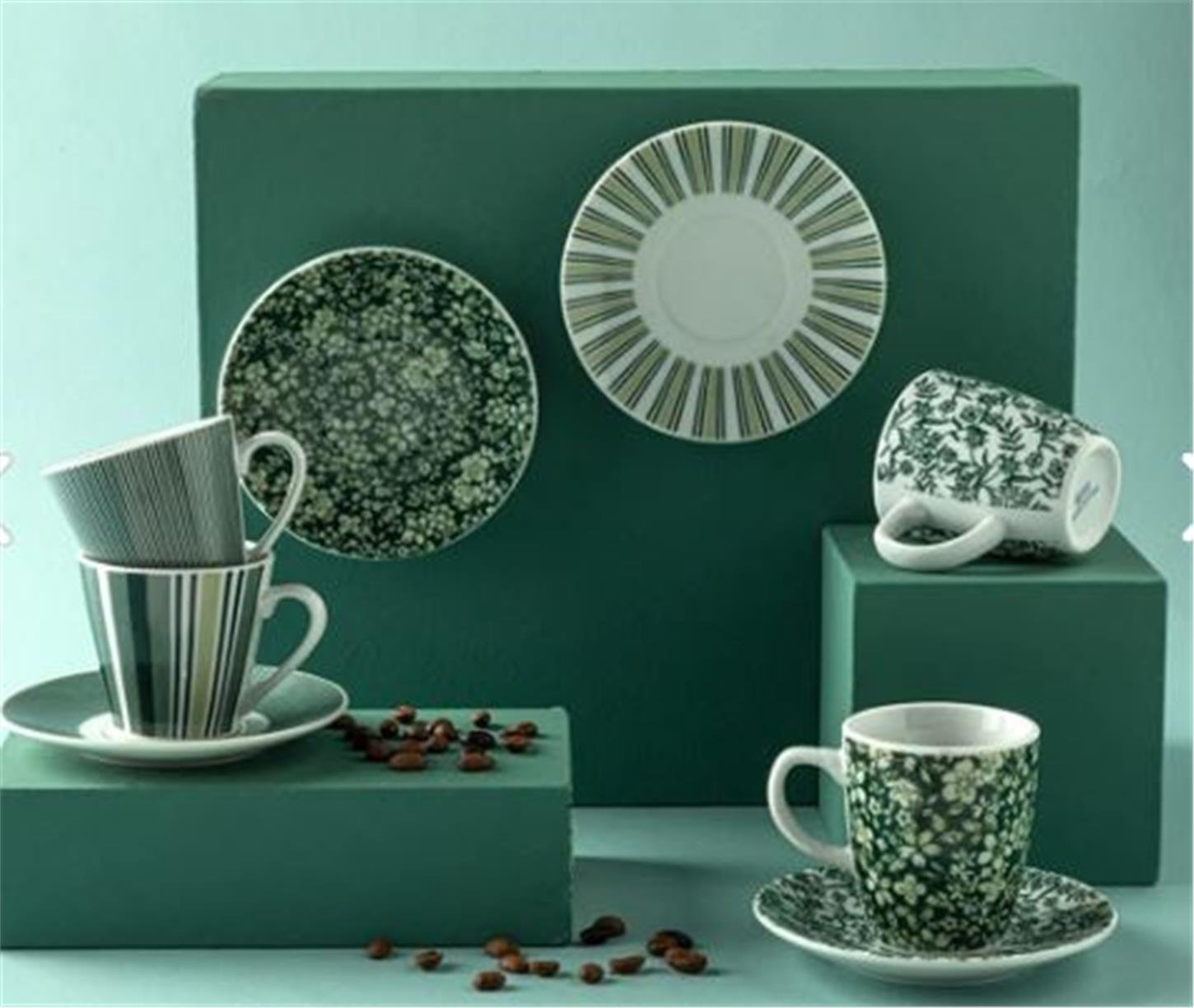 10035664001English Home Lori Kahve Fincan Takımı 80 ml Koyu Yeşil