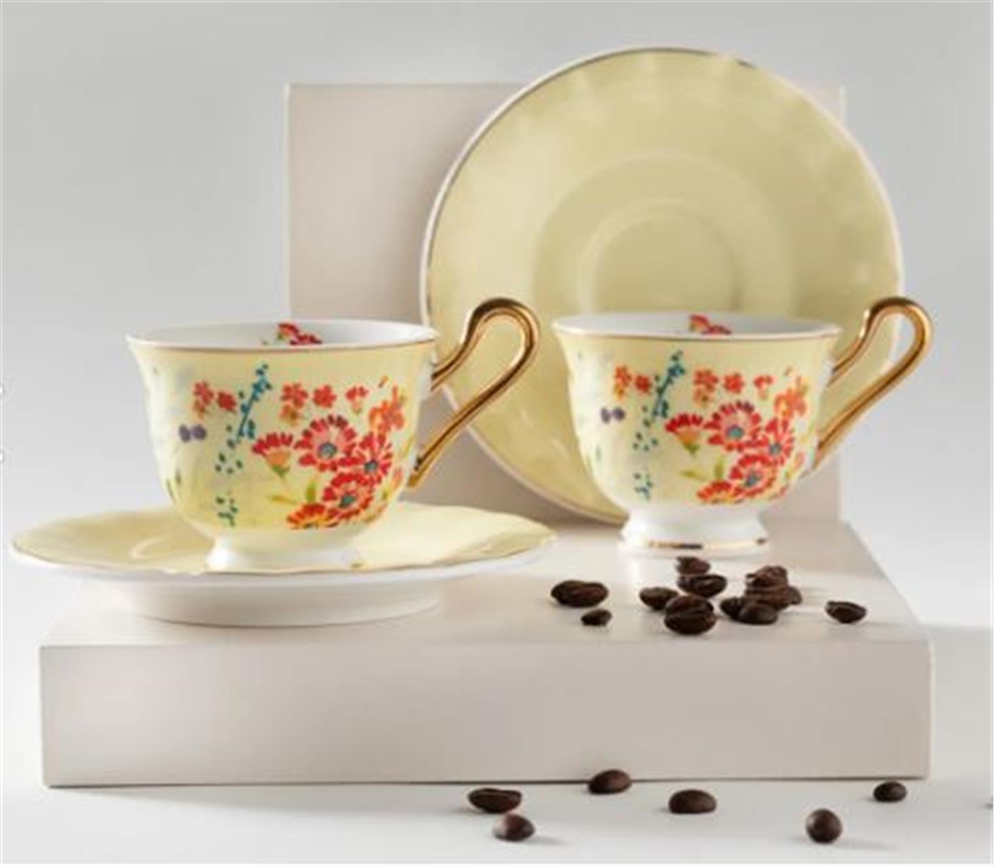 10039761001English Home Miranda Kahve Fincan Takımı 4 Parça Açık Sarı
