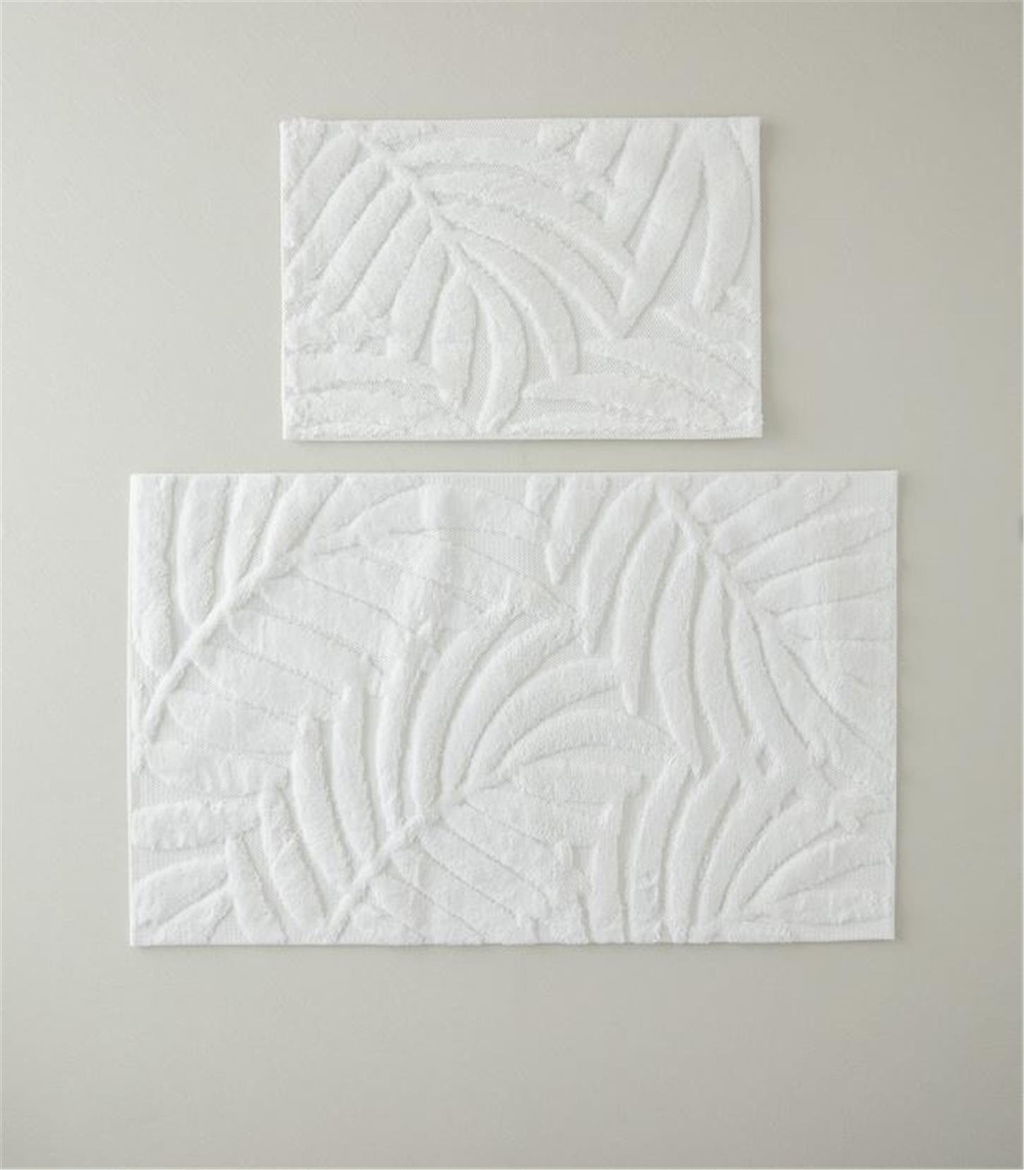 10042923001English Home Leafy Banyo Paspası Seti 60x90 + 40x60 cm Ekru