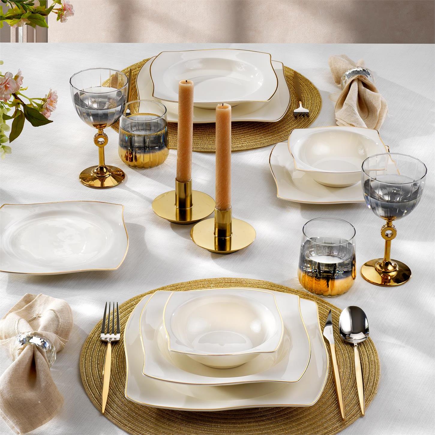 1S0446-01001-GLD01Schafer Bety Yemek Takımı 48 Parça Gold