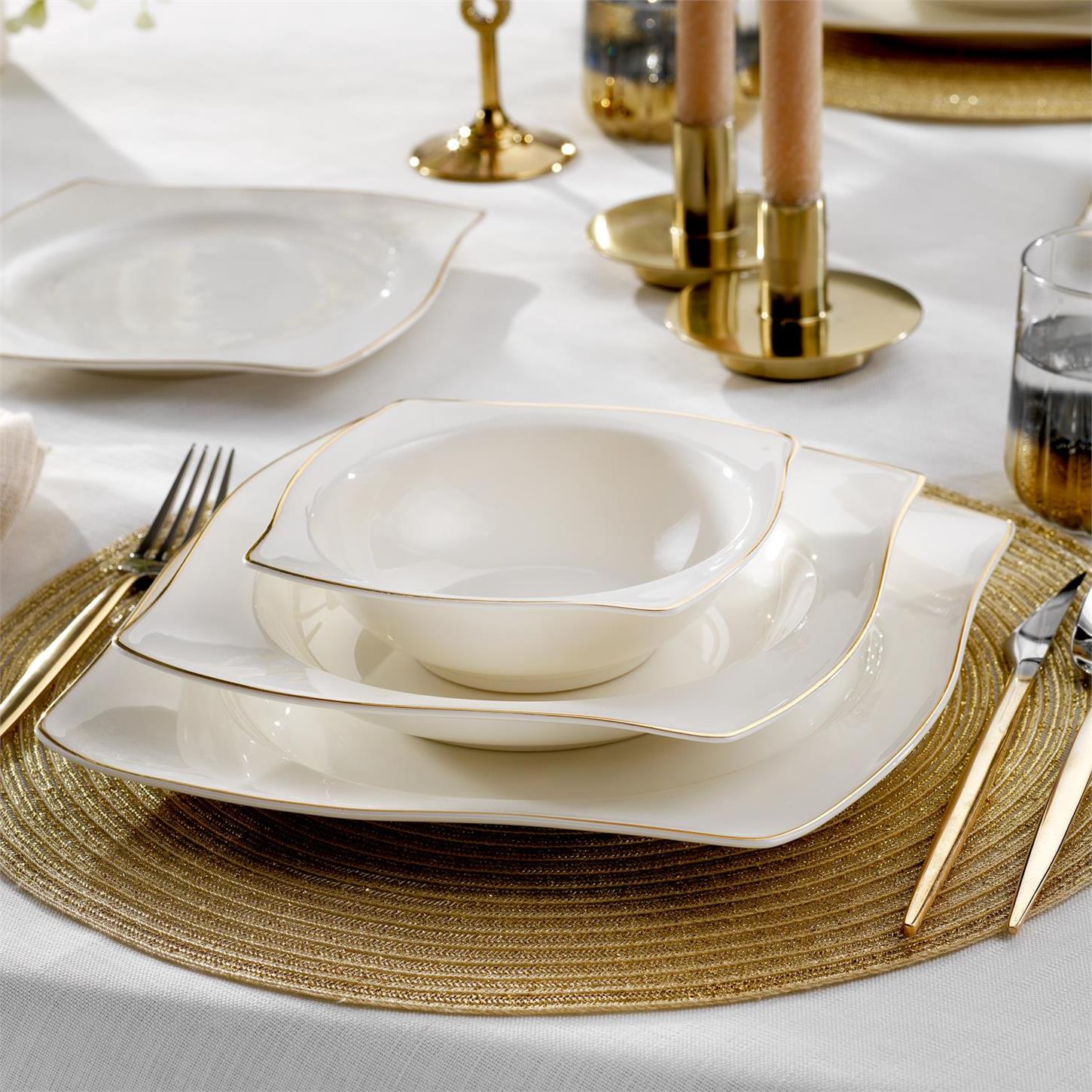 1S0446-01001-GLD01Schafer Bety Yemek Takımı 48 Parça Gold