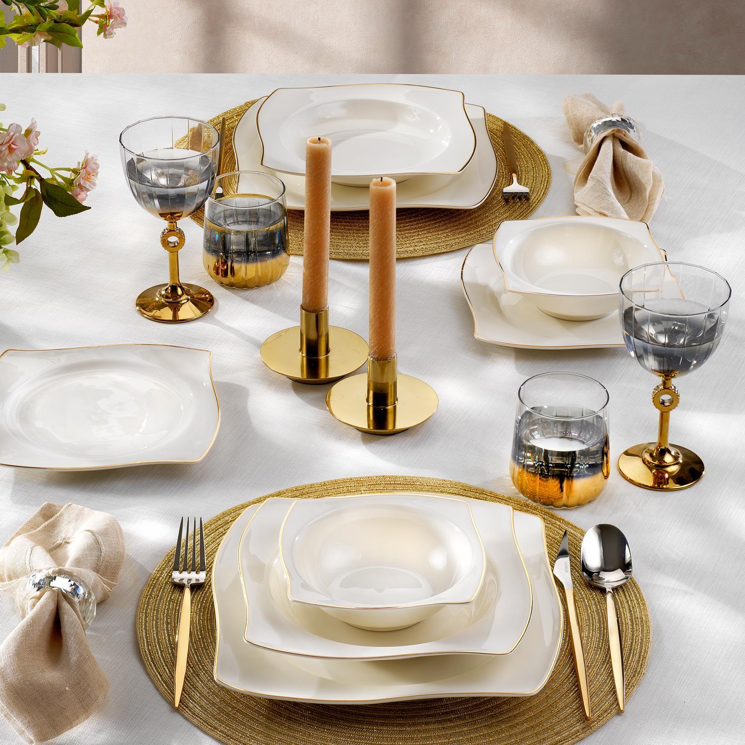 1S0446-01001-GLD01Schafer Bety Yemek Takımı 48 Parça Gold