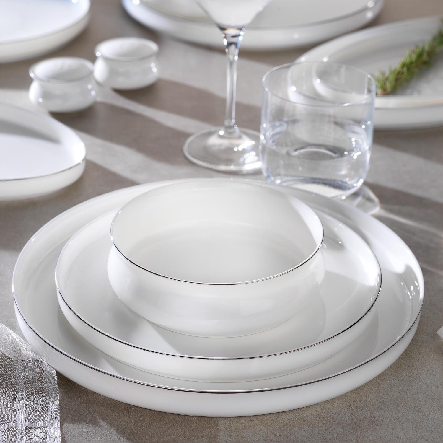 1S6487-01001-PLT03Schafer Superfine Bone Lumiere Yemek Takımı 56 Parça Platin