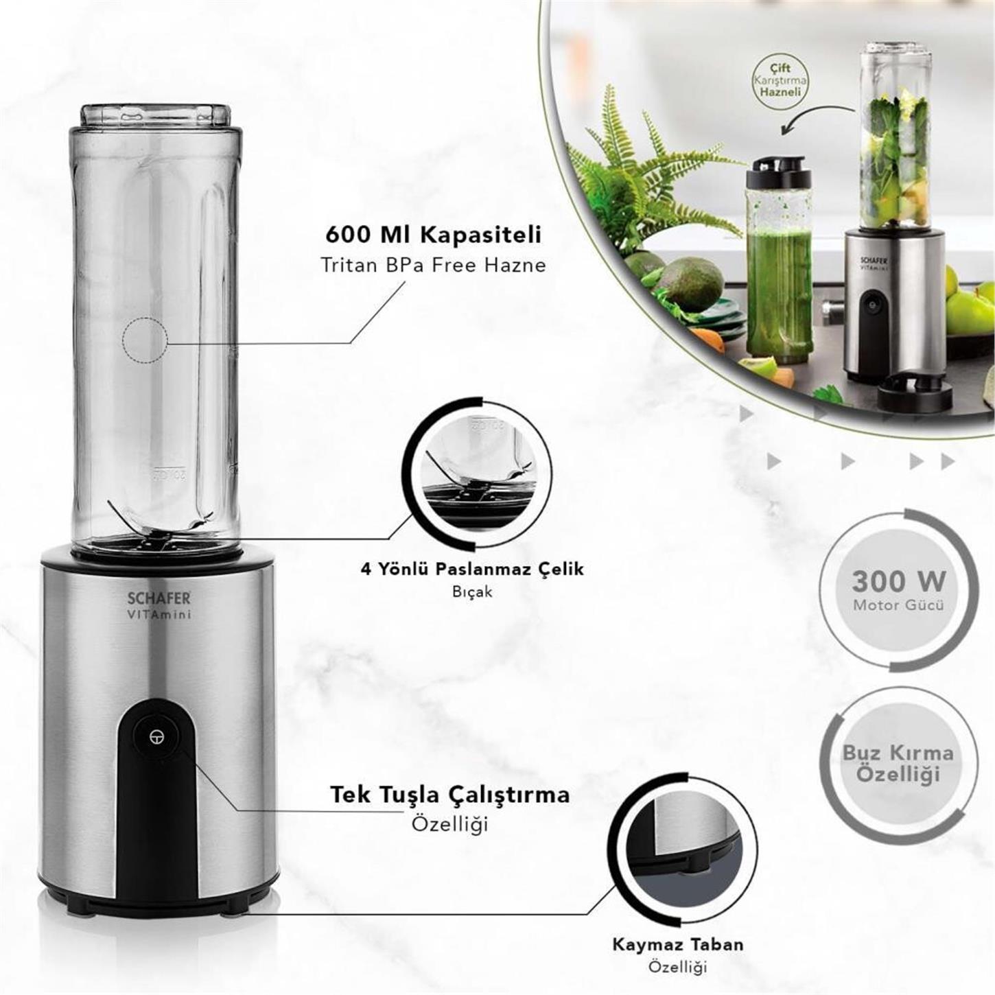 1S782-25011-INX02Schafer Vita Mini Blender Inox