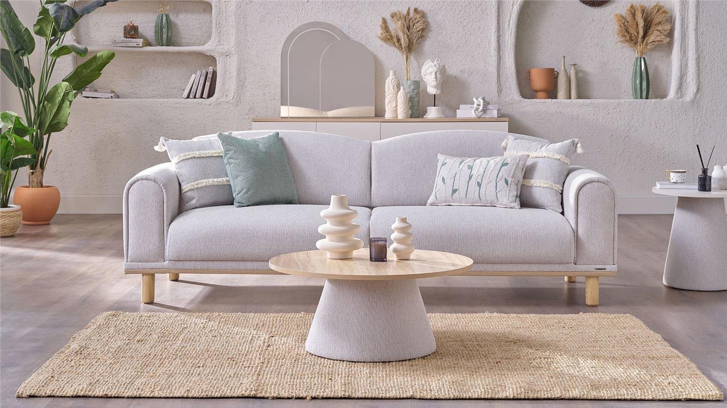 20BHS3D00600001Bellona Boheems Üçlü Koltuk Krem