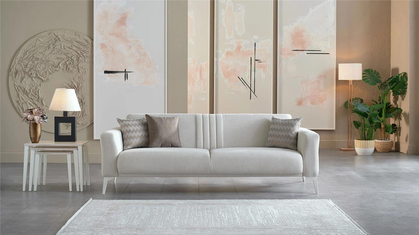 20NAD3D00400001Bellona Nadia Üçlü Koltuk Krem