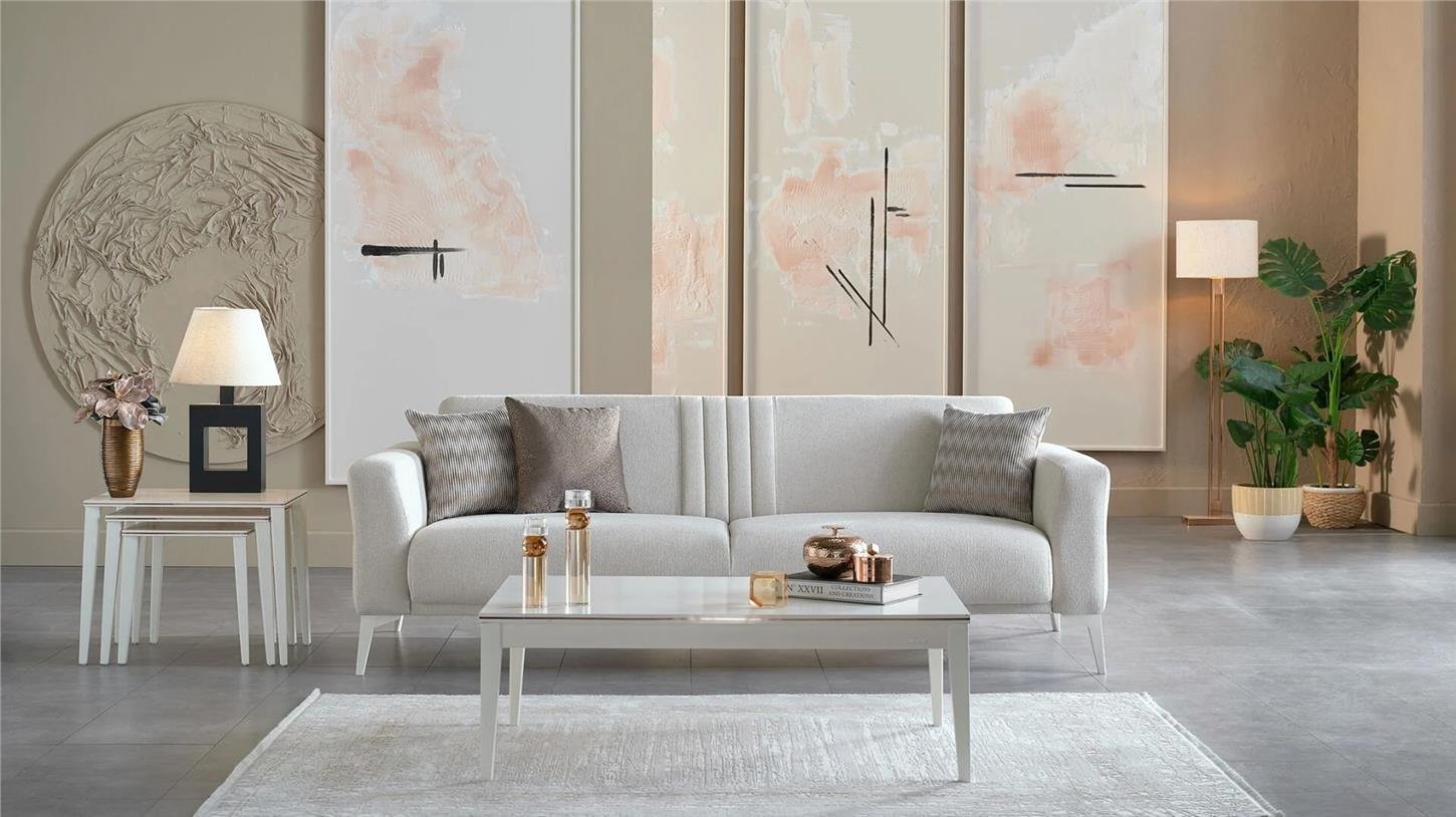 20NAD3D00400001Bellona Nadia Üçlü Koltuk Krem