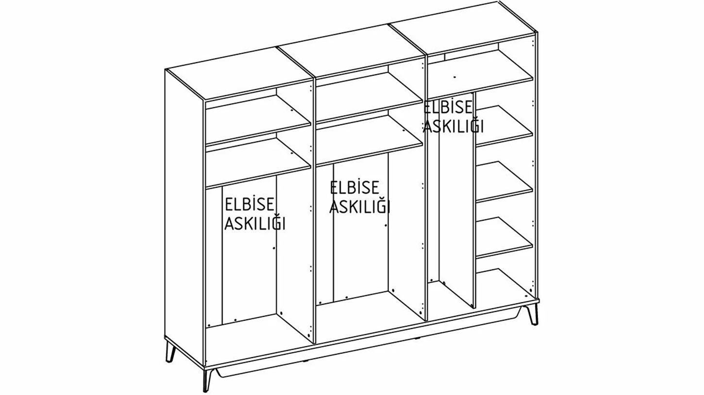 22ALZ2006A1SO.Bellona Alvis 6 Kapaklı Gardırop