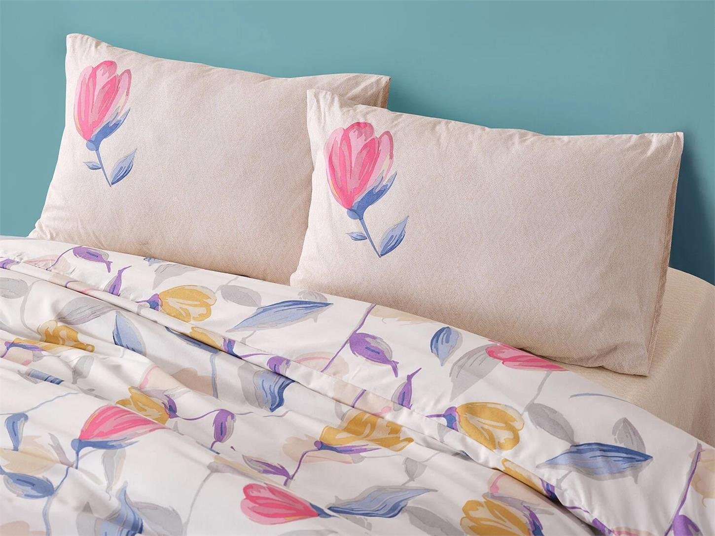 2Q9CMFEASY0020195Doqu Home Ç Easy Cotton Comfoter Uyku Seti Tulips