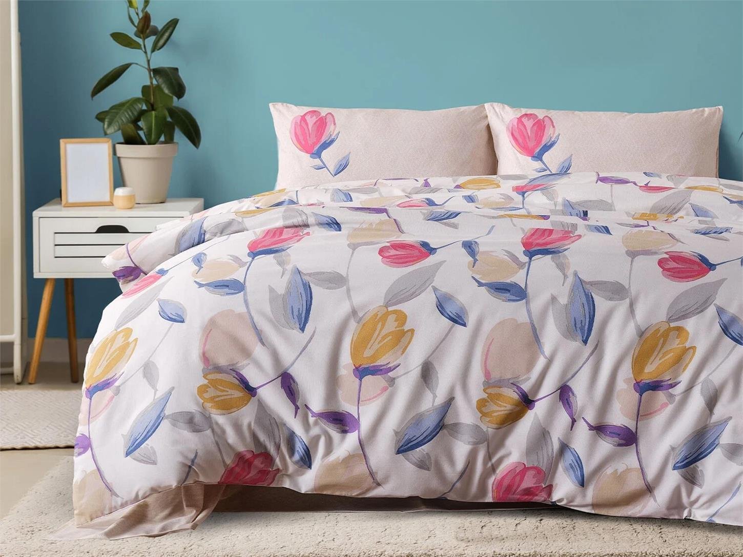 2Q9CMFEASY0020195Doqu Home Ç Easy Cotton Comfoter Uyku Seti Tulips
