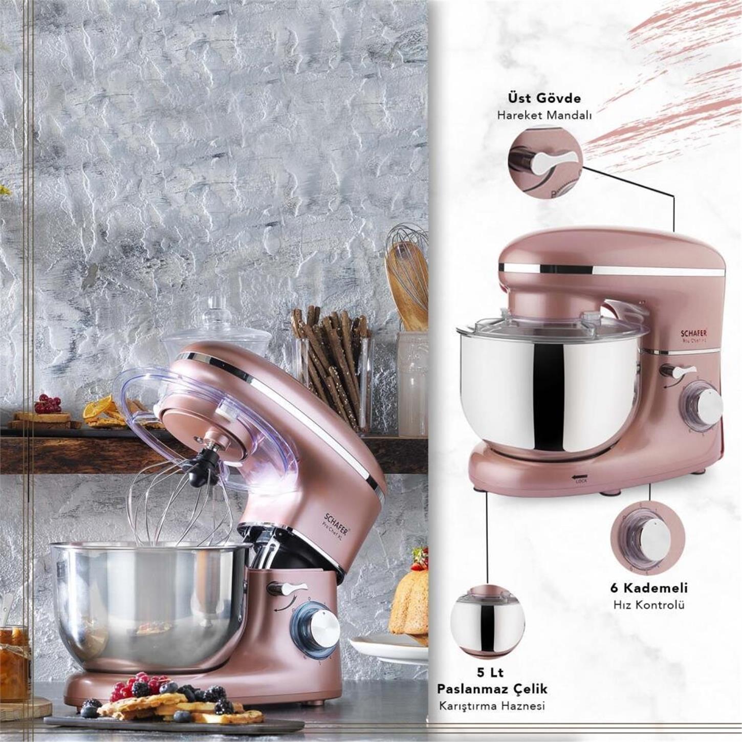 2S605-25014-ROS01Schafer Prochef XL Stand Mikser Rosegold