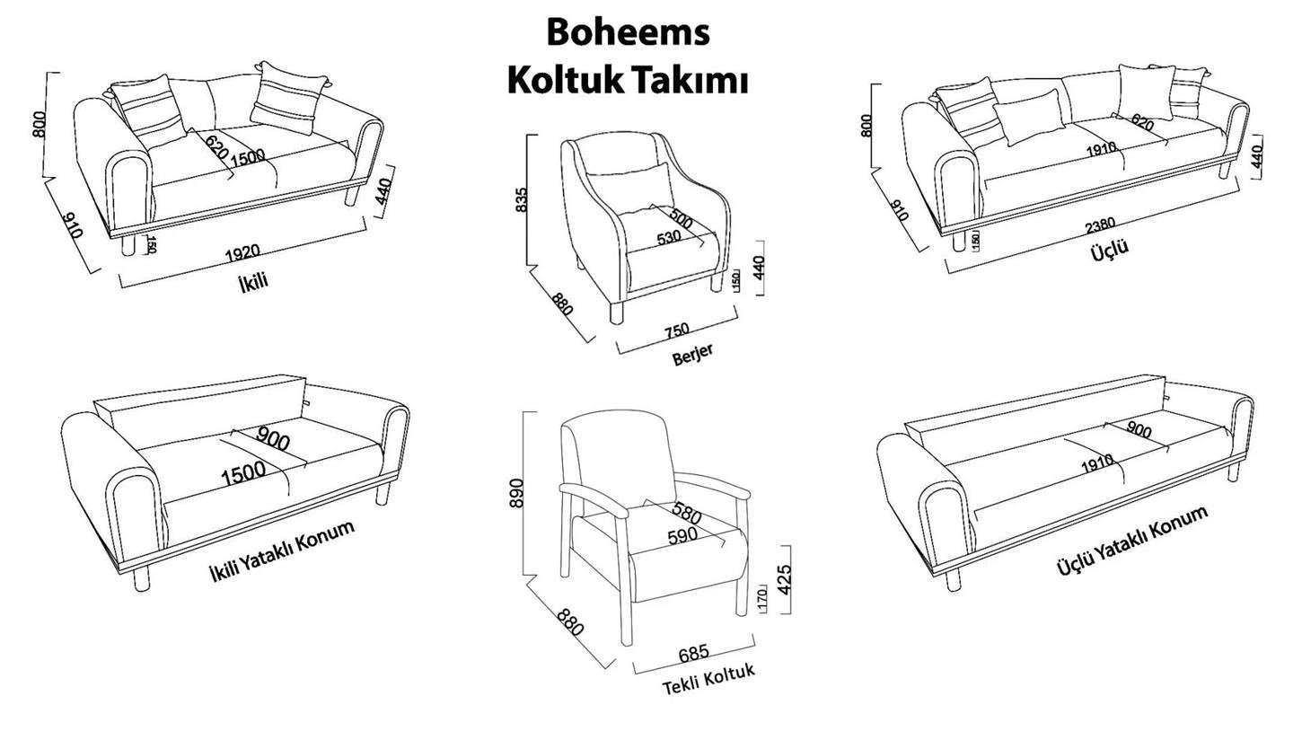 51BHS5000700001Bellona Boheems 3+3+B+B Koltuk Takımı