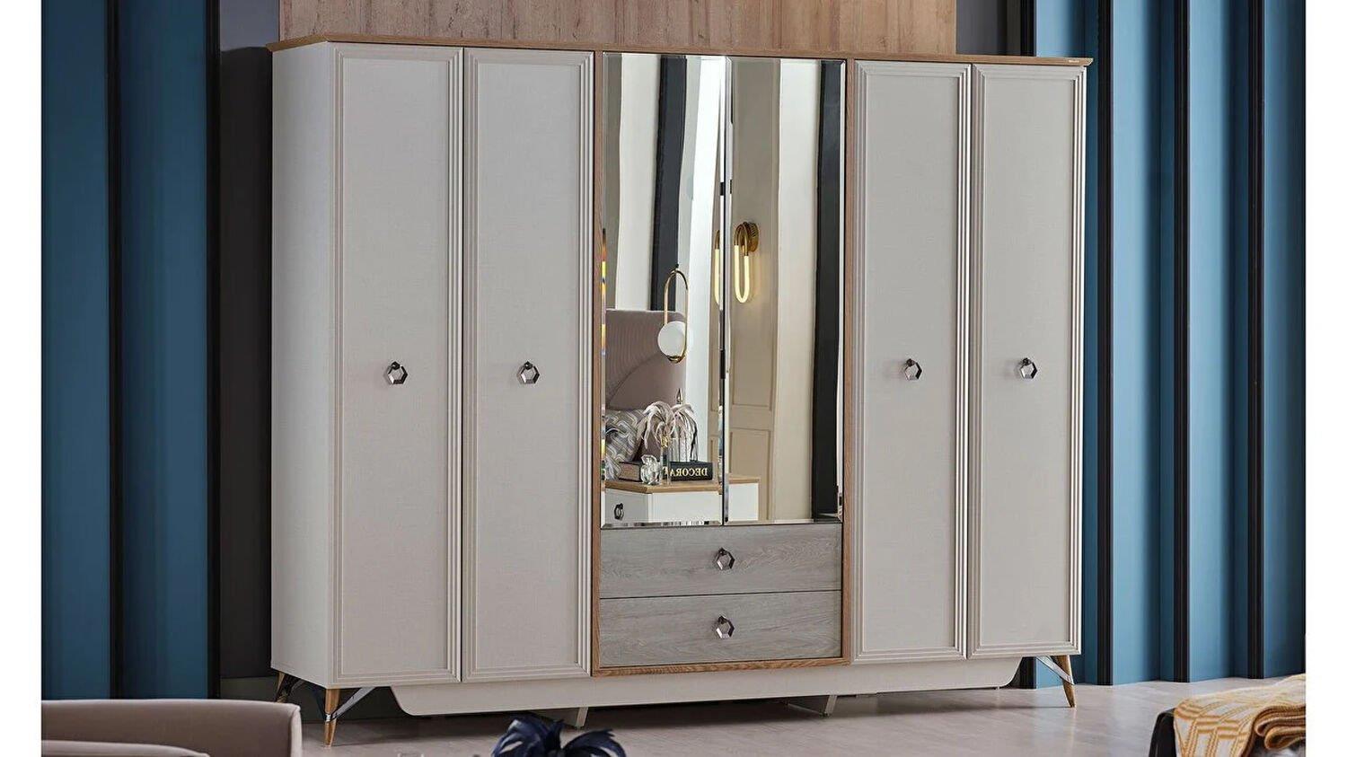 Bellona Valencia 6 Kapılı Gardırop Krem
