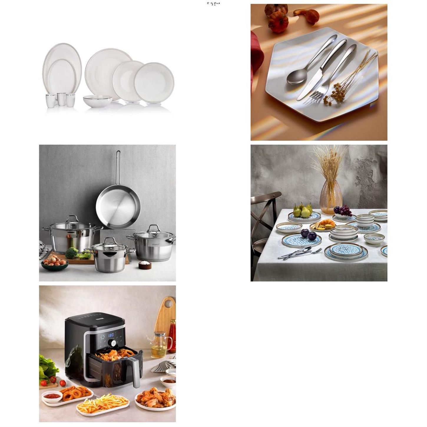 KRM-00039Schafer Platin Sofra & Mutfak Seti | Yemek Takımı+ÇKB+Tencere+Airfryer