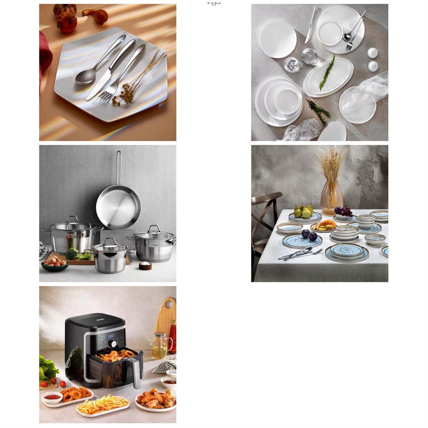 KRM-00040Schafer Platin Sofra & Mutfak Seti | Yemek Takımı+ÇKB+Tencere+Airfryer