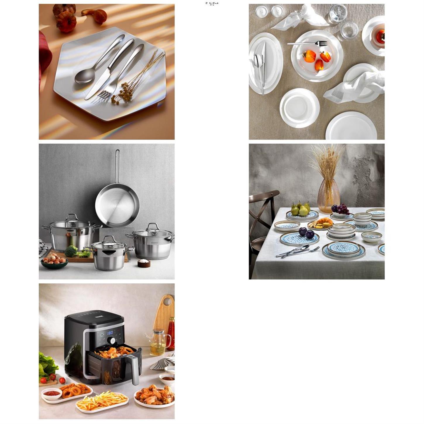 KRM-00041Schafer Platin Sofra & Mutfak Seti | Yemek Takımı+ÇKB+Tencere+Airfryer