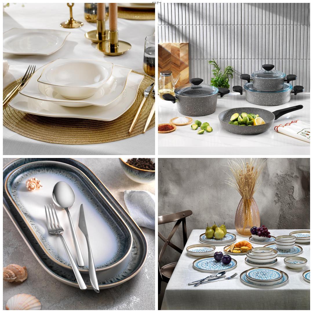 KRM-00047Schafer Gold Sofra & Mutfak Seti | Yemek Takımı+ÇKB+Tencere Seti+2 Çeşit 24 prç Yemek Takımı