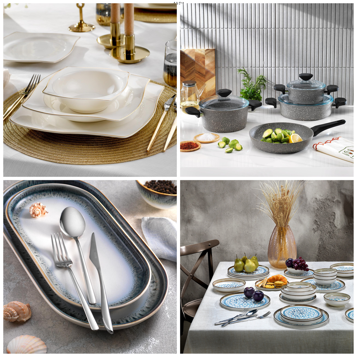 KRM-00047Schafer Gold Sofra & Mutfak Seti | Yemek Takımı+ÇKB+Tencere Seti+2 Çeşit 24 prç Yemek Takımı