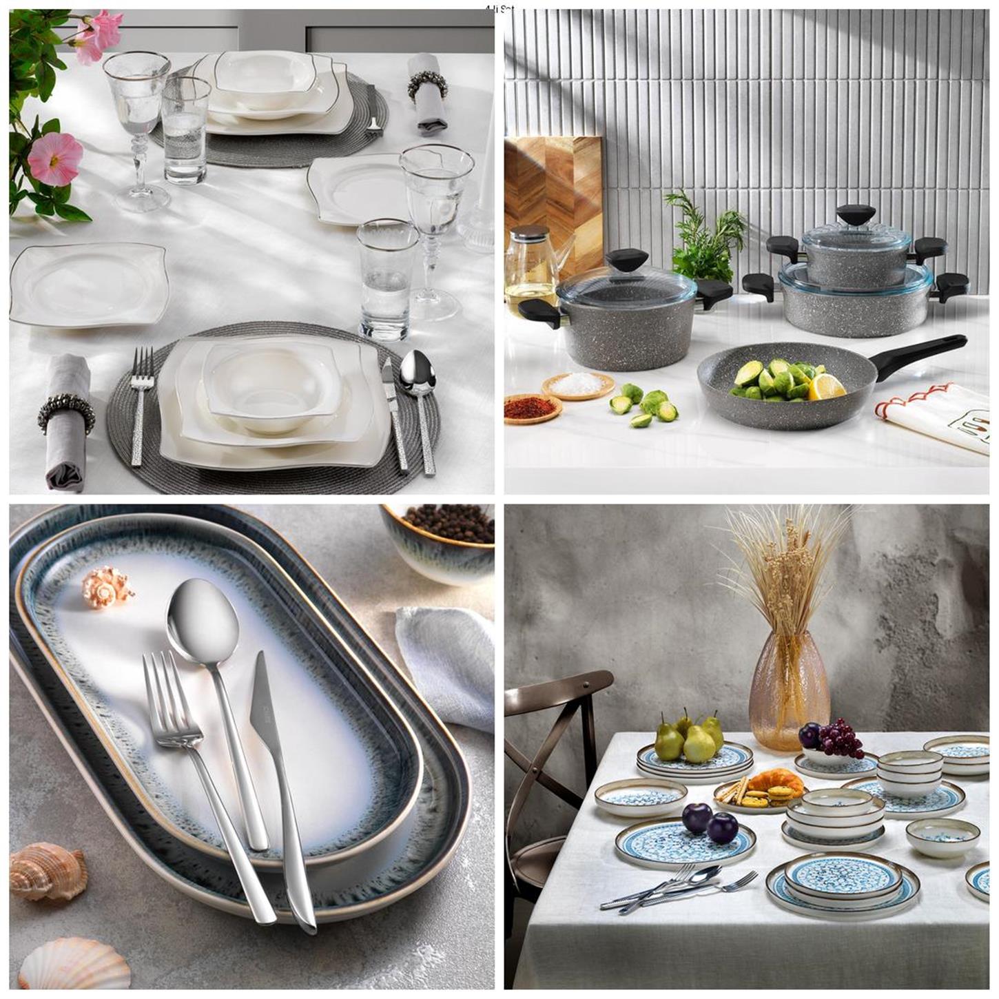 KRM-00052Schafer Platin Sofra & Mutfak Seti | Yemek Takımı+ÇKB+Tencere Seti+2 Çeşit 24 prç Yemek Takımı