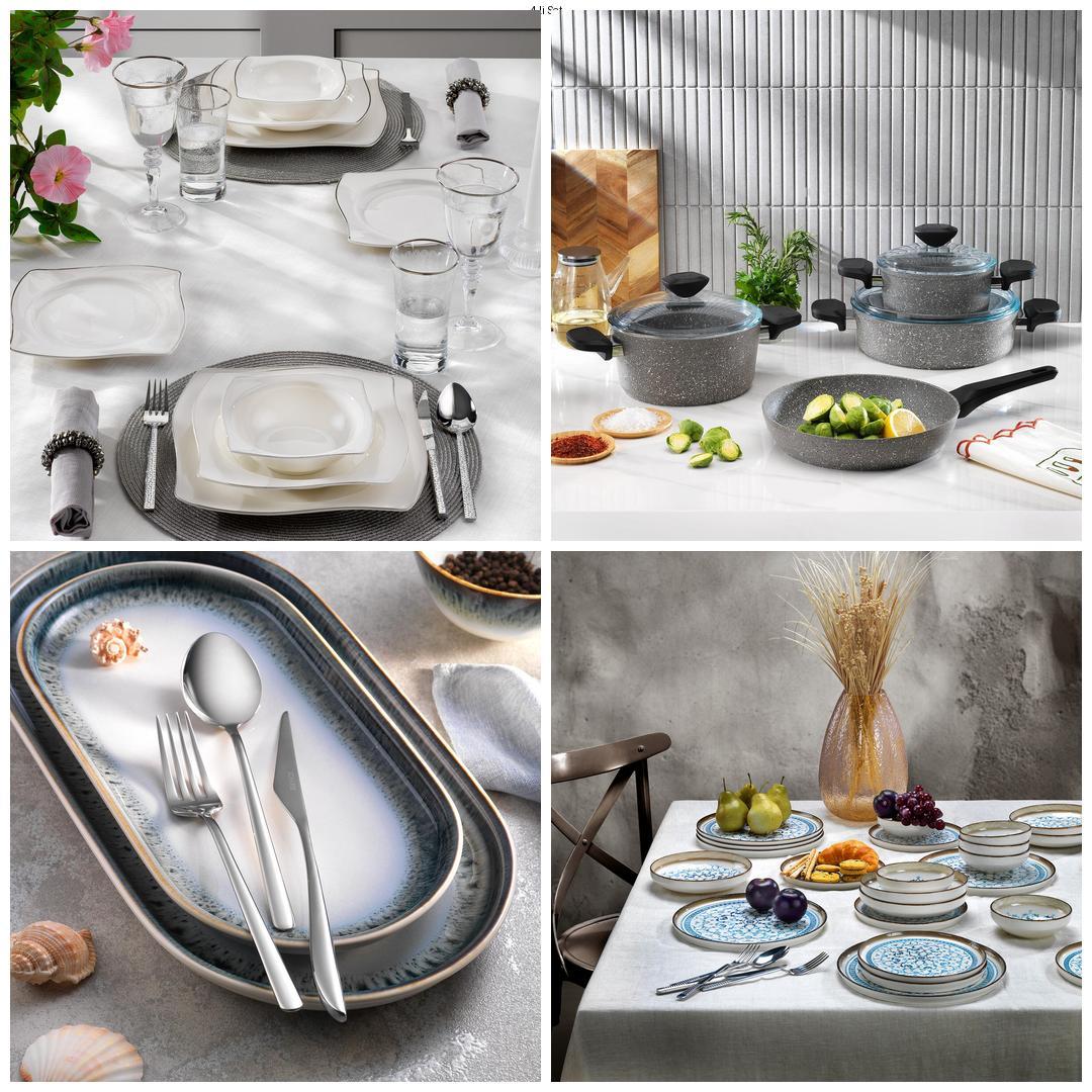 KRM-00052Schafer Platin Sofra & Mutfak Seti | Yemek Takımı+ÇKB+Tencere Seti+2 Çeşit 24 prç Yemek Takımı