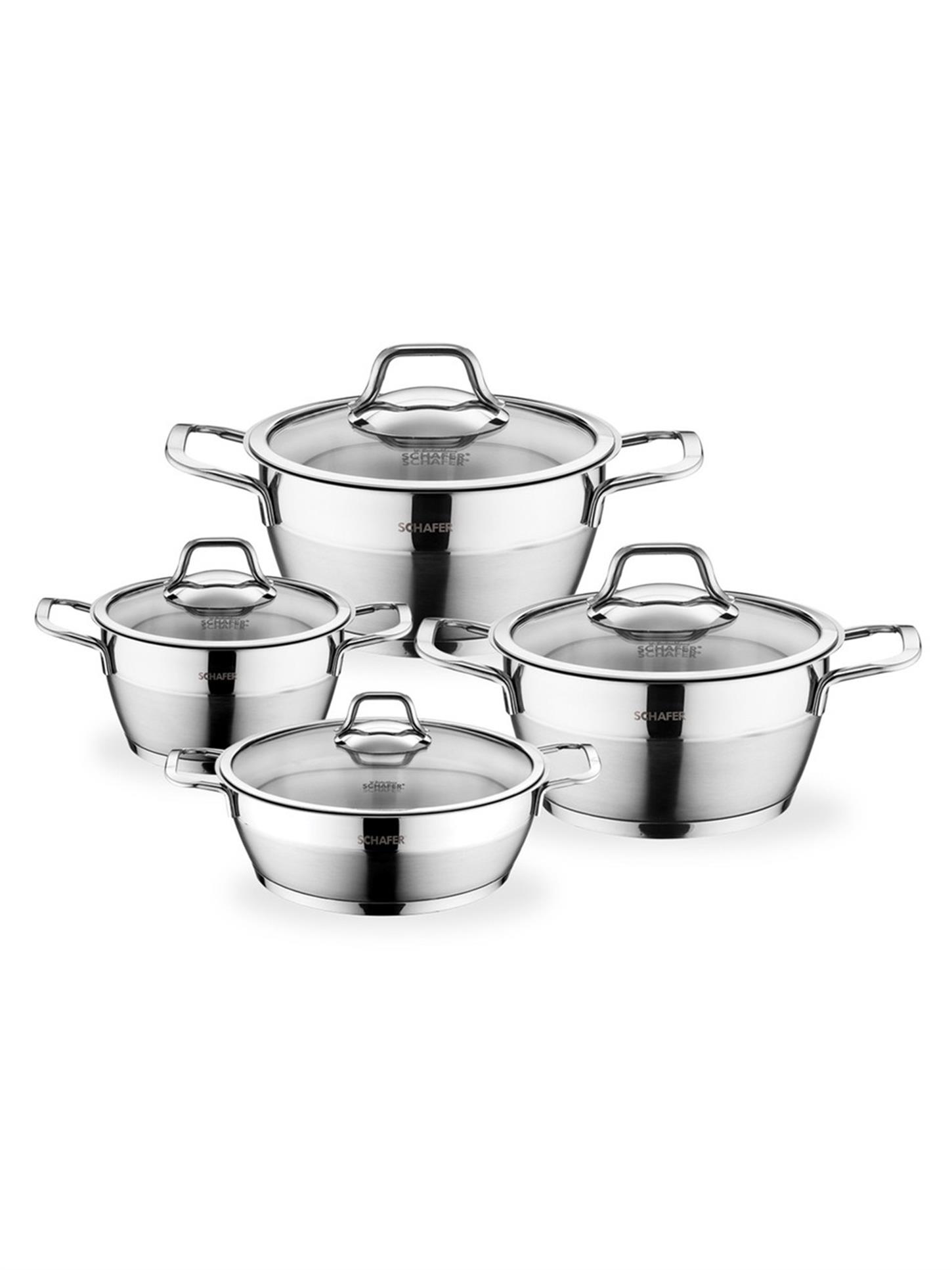 SHF2410Schafer Vals Çelik Tencere Seti 8 prç Inox