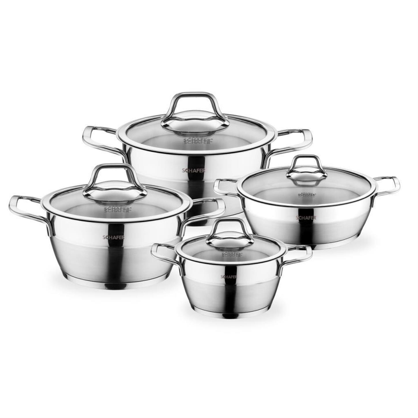 SHF2410Schafer Vals Çelik Tencere Seti 8 prç Inox