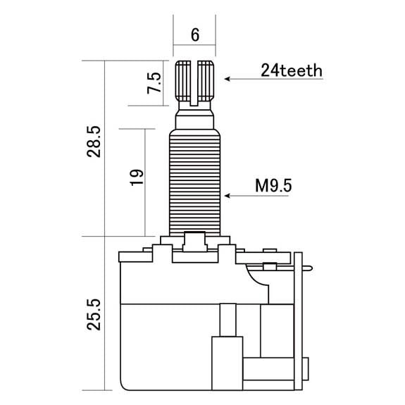 CTS Push-Pull A500K Switchli Gitar Potu (Long Shaft)