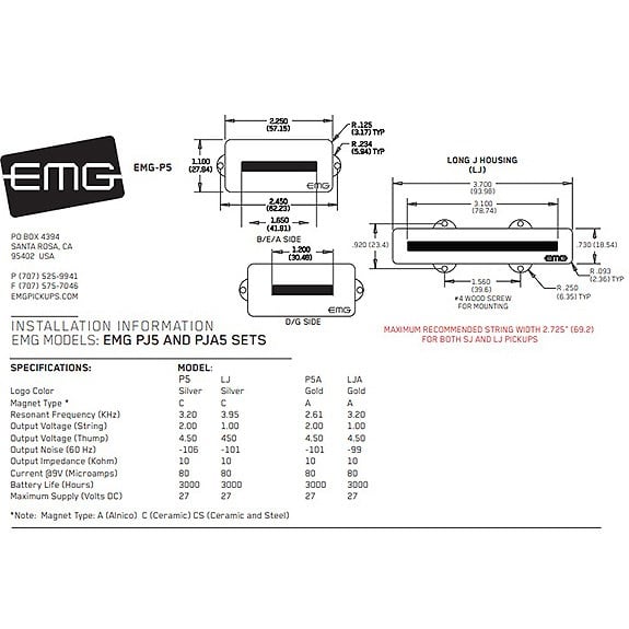 EMG P5J Aktif 5 Tel PJ Manyetik Seti