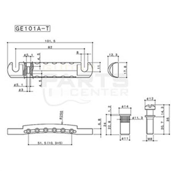 Gotoh GE101ATC Ekstra Hafif Alüminyum Tune o Matic Tailpiece Krom