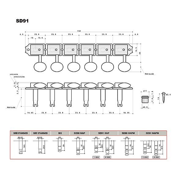 Gotoh SD91N Solak veya Reverse Elektro Gitar Burgu Seti (6 Dizilim)