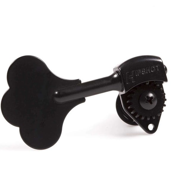 Hipshot Licenced Ultralite Clover Tekli Bas Gitar Burgu Sağ Siyah (3/8) (Ekstra hafif)