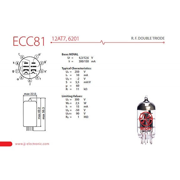 JJ Tesla ECC81 / 12AT7 Amfi Lambası