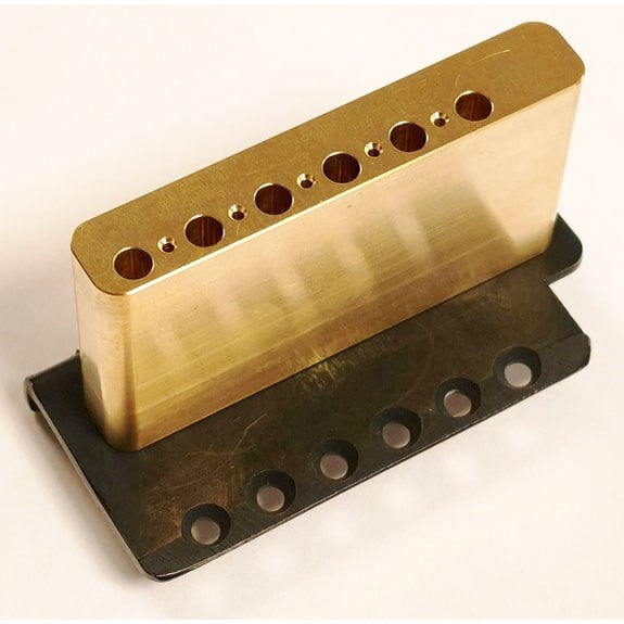 Partsland BS005BBBK Özel Üretim Elektro Gitar Tremolo Köprü Seti Siyah (Masif pirinç blok ve saddle) 10,5mm