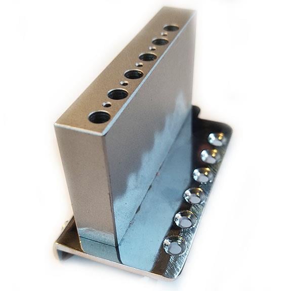 Partsland BS005BS Özel Üretim Elektro Gitar Tremolo Köprü Seti Krom (Masif çelik blok ve saddle) 10,5mm