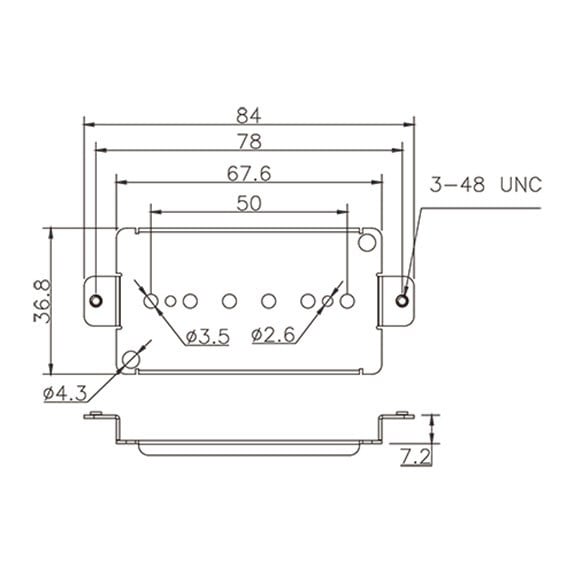 Partsland LPBP0011N Humbucker Boyutunda P90 Bottom Plate 50mm Nickelsilver