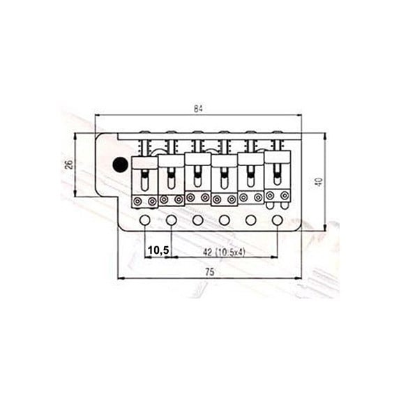 S.I.C BS005BB Özel Üretim Elektro Gitar Tremolo Köprü Seti Krom (Masif pirinç blok ve saddle) 10,5mm