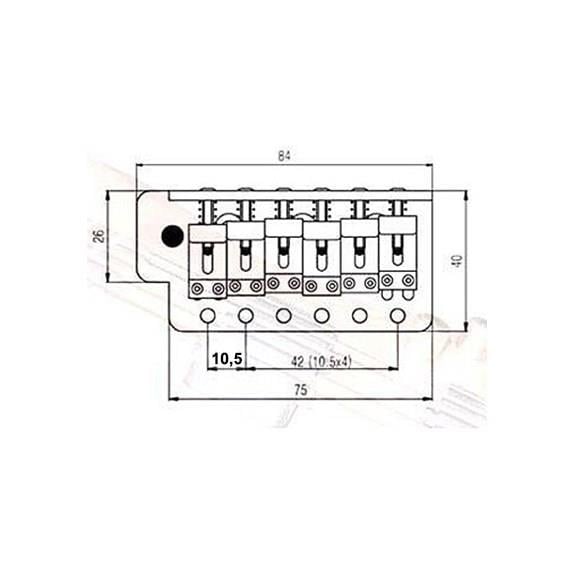 S.I.C BS005BB Özel Üretim Elektro Gitar Tremolo Köprü Seti Krom (Masif pirinç blok ve saddle) 10,5mm