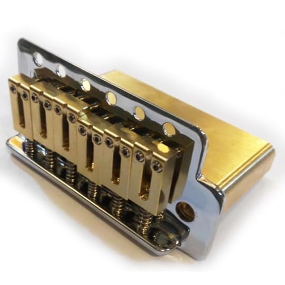 S.I.C BS005BB Özel Üretim Elektro Gitar Tremolo Köprü Seti Krom (Masif pirinç blok ve saddle) 10,5mm