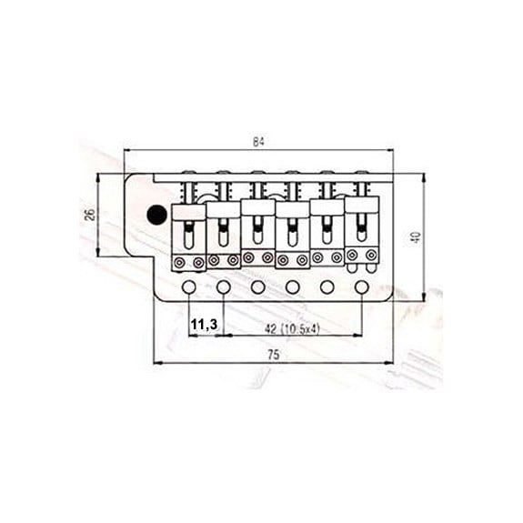 S.I.C BS113BB Özel Üretim Elektro Gitar Tremolo Köprü Seti Krom (Masif pirinç blok ve saddle) 11,3mm