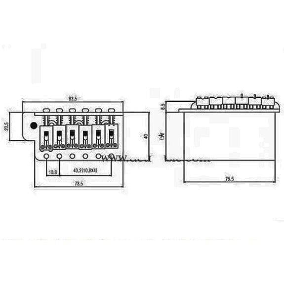 S.I.C BS106DCR Elektro Gitar Tremolo Köprü Seti Krom (Kalın blok)