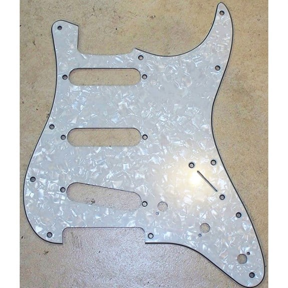 ST3SP USA/Mex Strat Elektro Gitar Pickguard 3 Kat Beyaz Sedef - 11 Delik