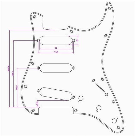 X-Guards SSS Gold Flake American Strat Elektro Gitar Pickguard 11 Delik