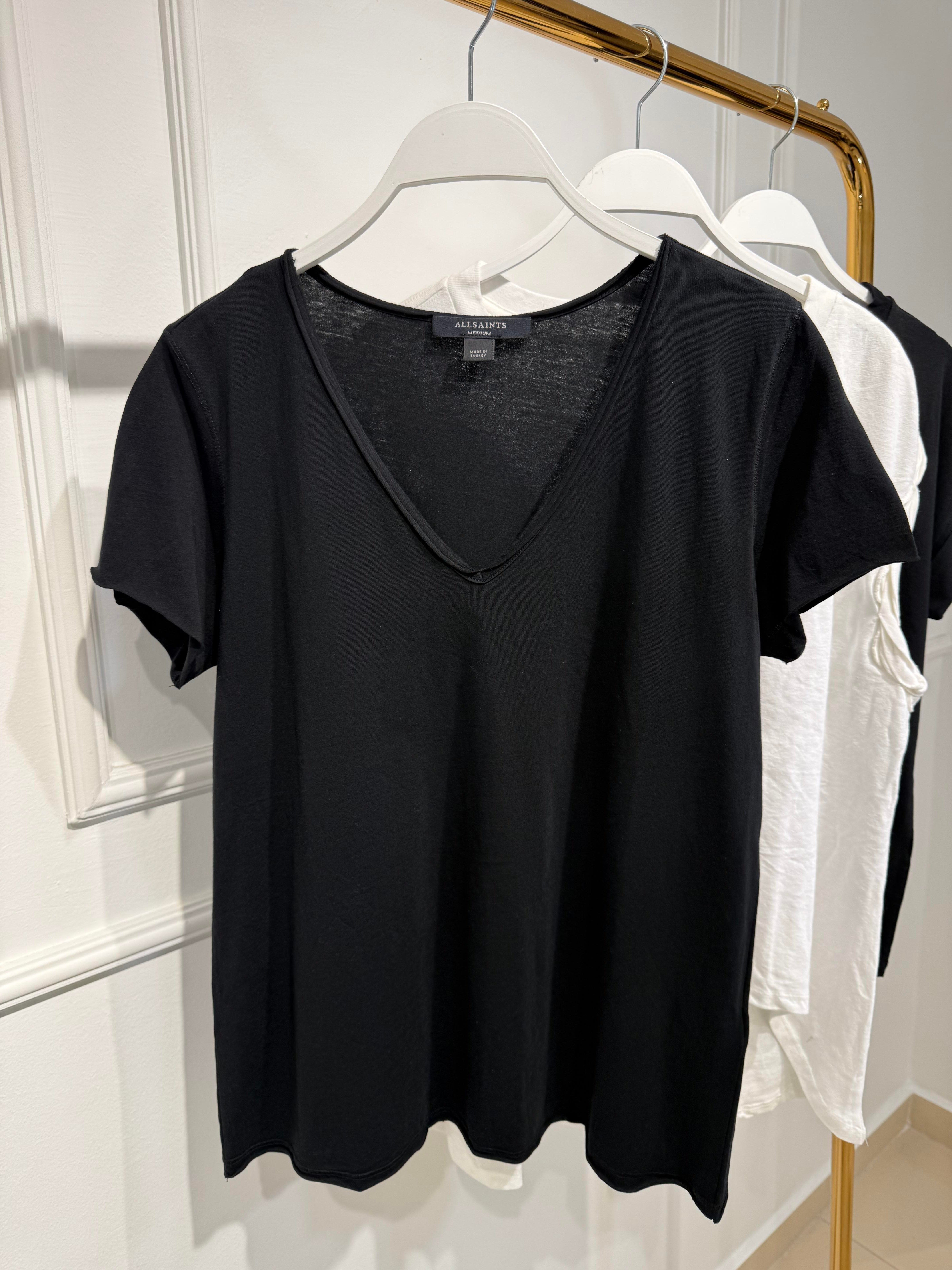 AllSaints V Yaka Basic Siyah T-shirt